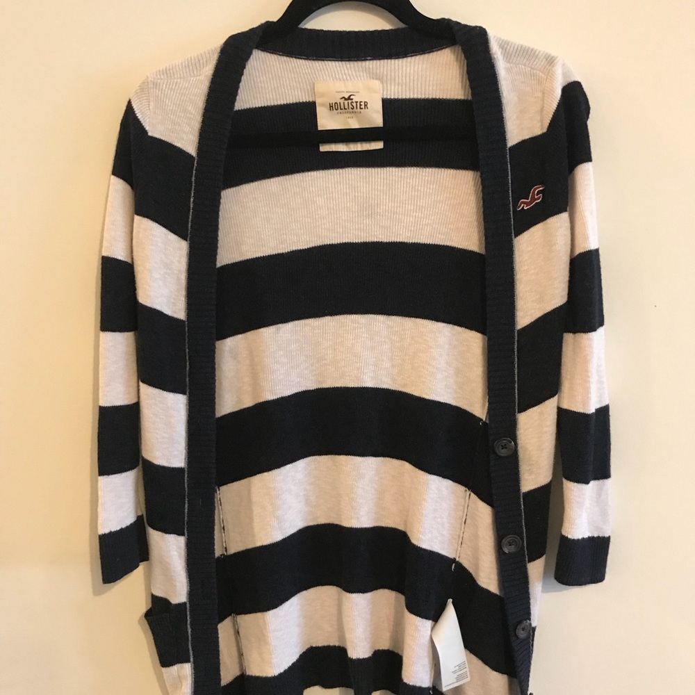 Navy Blue & Cream Hollister Cardigan